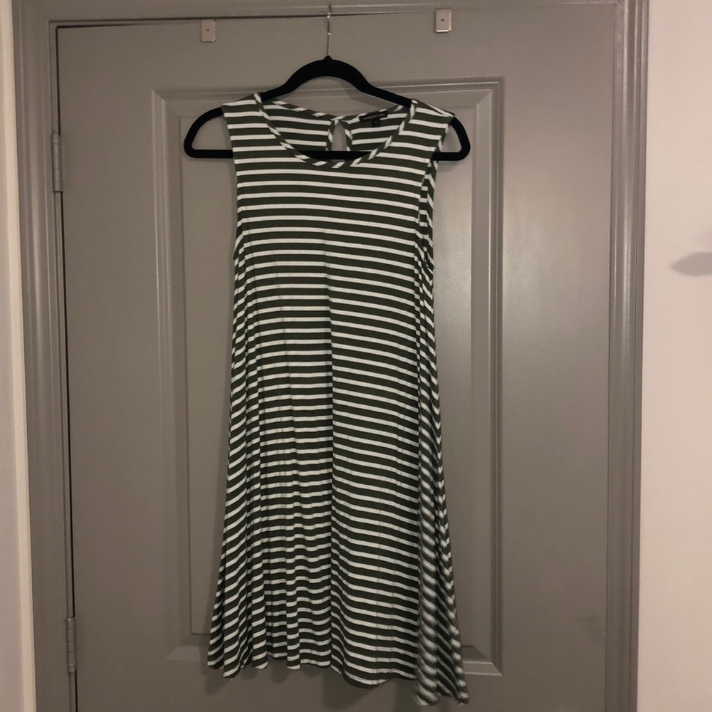 olive green and white striped t-shirt dress